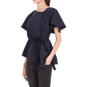 Marissa Webb Lorie Pinstripe Wool Wrap Blouse Size XS